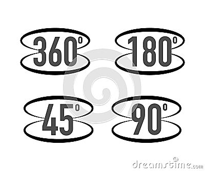 360 degrees view sign icon. Signs with arrows to indicate the rotation or panoramas to 360 degrees. Vector illustration. Vector Illustration